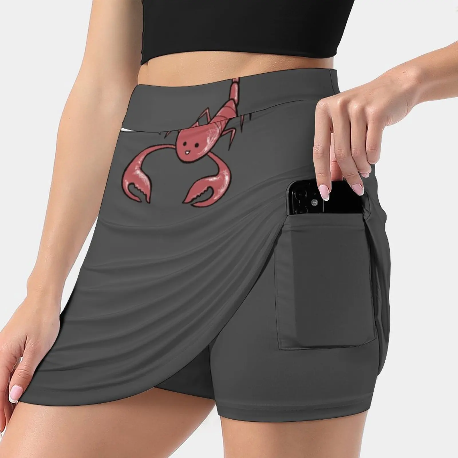 The Friendly Scorpion Women Mini Skirt Two Layers With Pocket Skirts Sport Fitness Running Skorts Friendly Scorpion Lobster