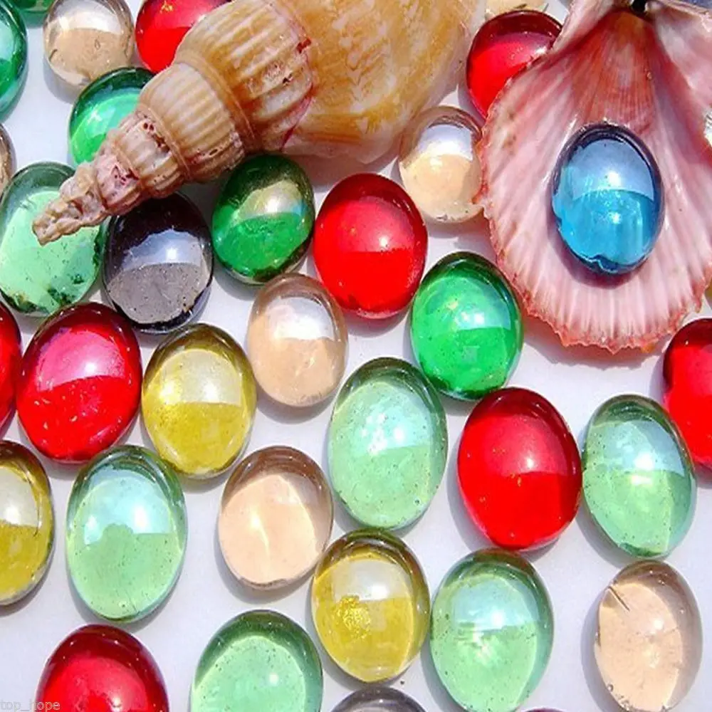 100g Ornament Crystal Accessories Flat Pebbles Craft Mixed Color Marbles Glass Stones Fish Tank Beads Aquarium