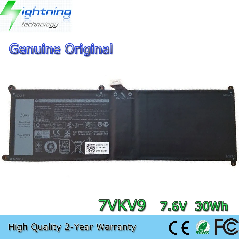 New Genuine Original 7VKV9 7.6V 30Wh Laptop Battery for Dell XPS 12 9250 Latitude 12 7275 9TV5X