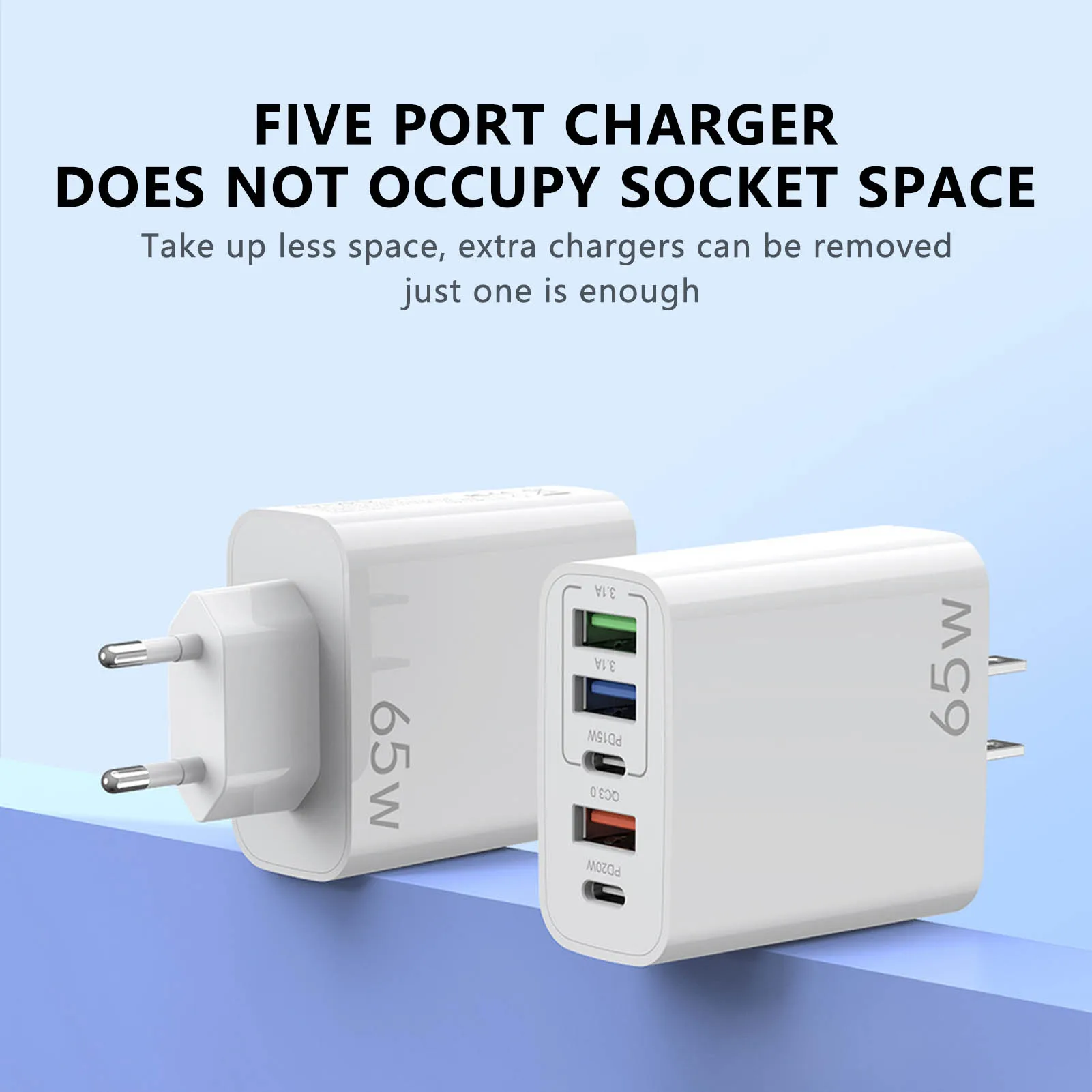 

5 Ports Charger Plug Adaptor Safe & Reliable Material Multiport Charger for Cell Phone Tablets Laptops