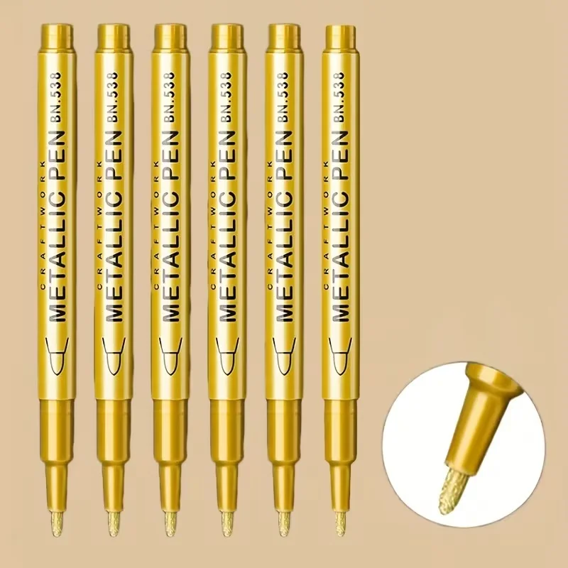 

10-Pack of Gold Hard-Tip Gel Pens, Metallic Craft Pens, Gold and Silver Paint Pens, Signature Pens, Marker Pens, Signature Pens, Metallic Pens, Water-Based Outlining Pens