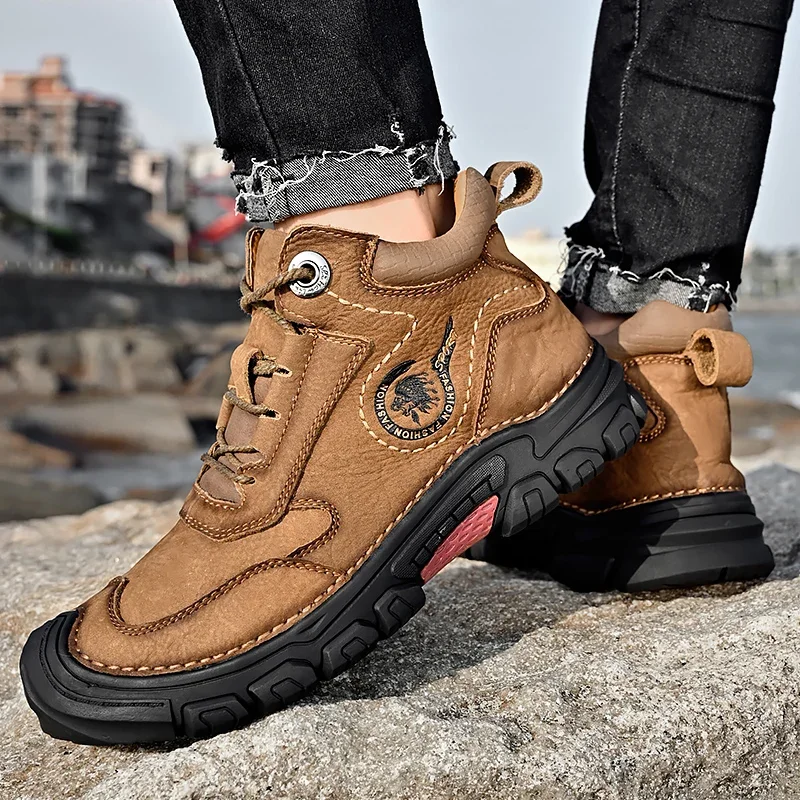 Winter Wear-resistant Mountaineering Boots Plush Warm High Quality Leather Outdoor Waterproof Boots for Work Walking Snow Boots