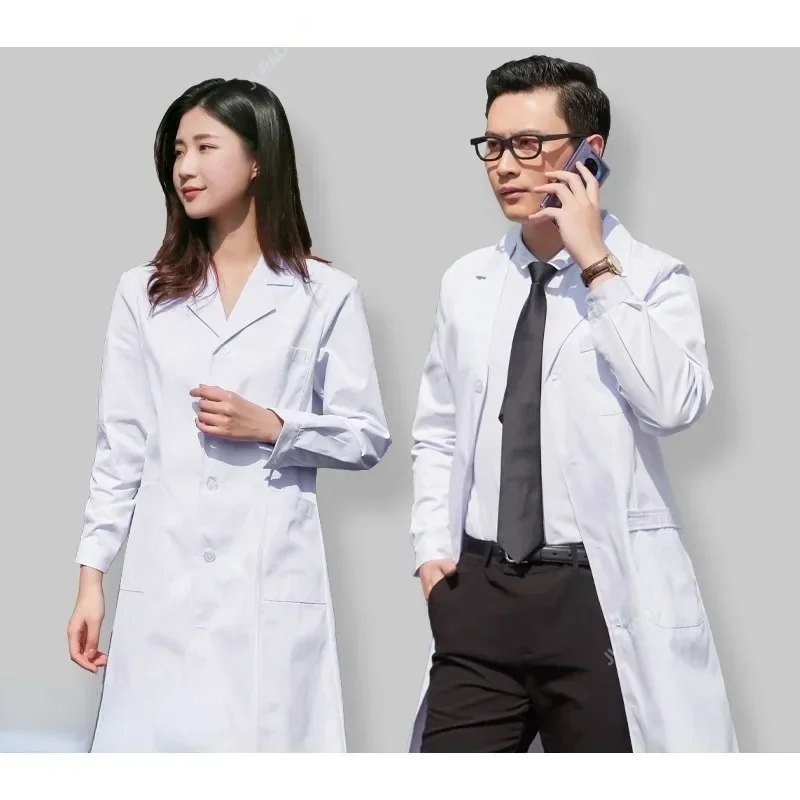 Fashion Long Sleeves Scrubs Lab Coat Hospital Short Sleeve Nurse Doctor Dress Long Sleeve Medical Uniforms White Jacket Unisex