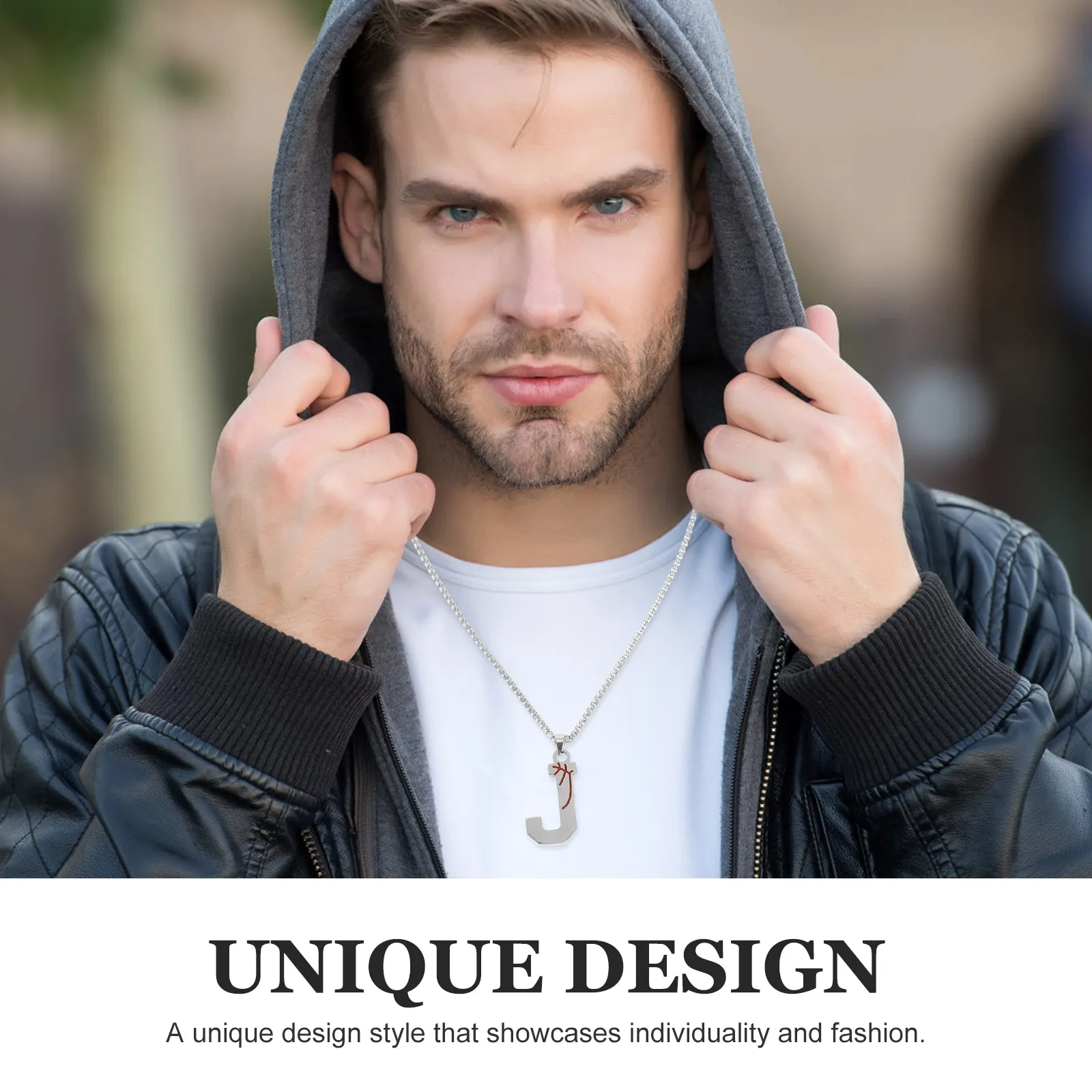 

Letter J Necklace Stainless Steel Pendant Trendy Hip Hop Jewelry for Adults Teenagers Decorative Accessory Letter Necklace