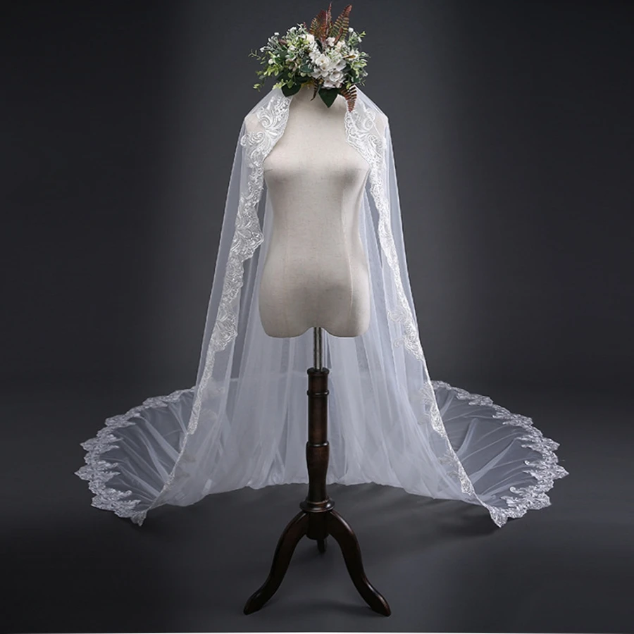 

Новое поступление, белая фата цвета слоновой кости, свадебная фата с кружевными краями, свадебные аксессуары для невесты, Velo de novias, фата для свадьбы
