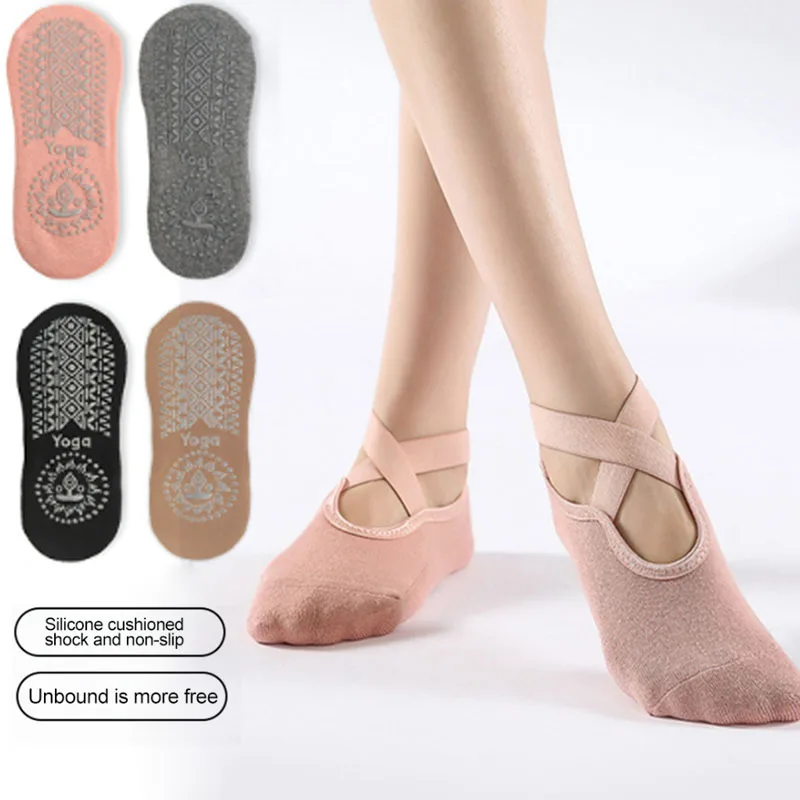 New Women Yoga Socks Anti Slip Bandage Sports Ladies Girls Ballet Socks Dance Sock Slippers Gym Fitness Sports Cotton Socks