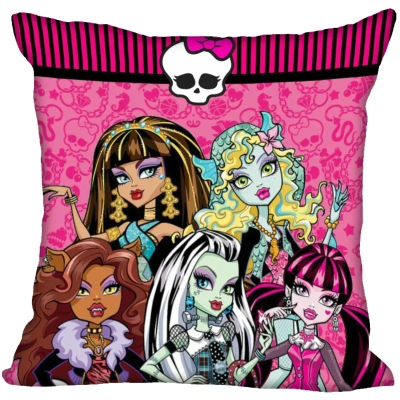New Arrival Monster High Pillow Case  Quality Satin Fabric Pillowcase Decorative Pillow Cover Wedding Decorative