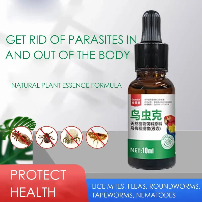 Parrots and pigeons deworming, feather lice, roundworms, fleas and lice, deworming inside and outside 10ml