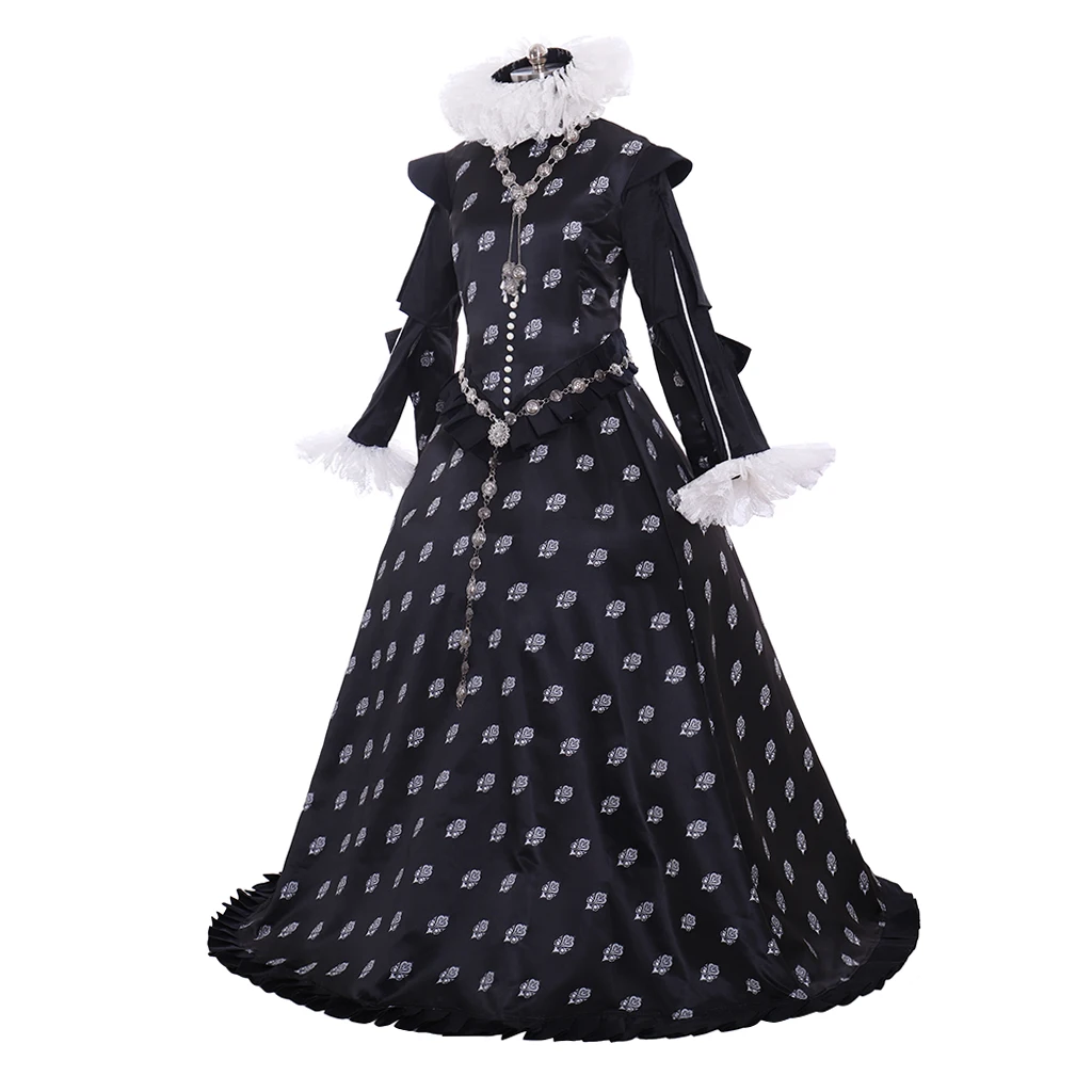 Custom Made Queen Elizabeth Tudor Renaissance Dress Gown Medieval Tudor Elizabeth Black Ruffle Dress Custom Made