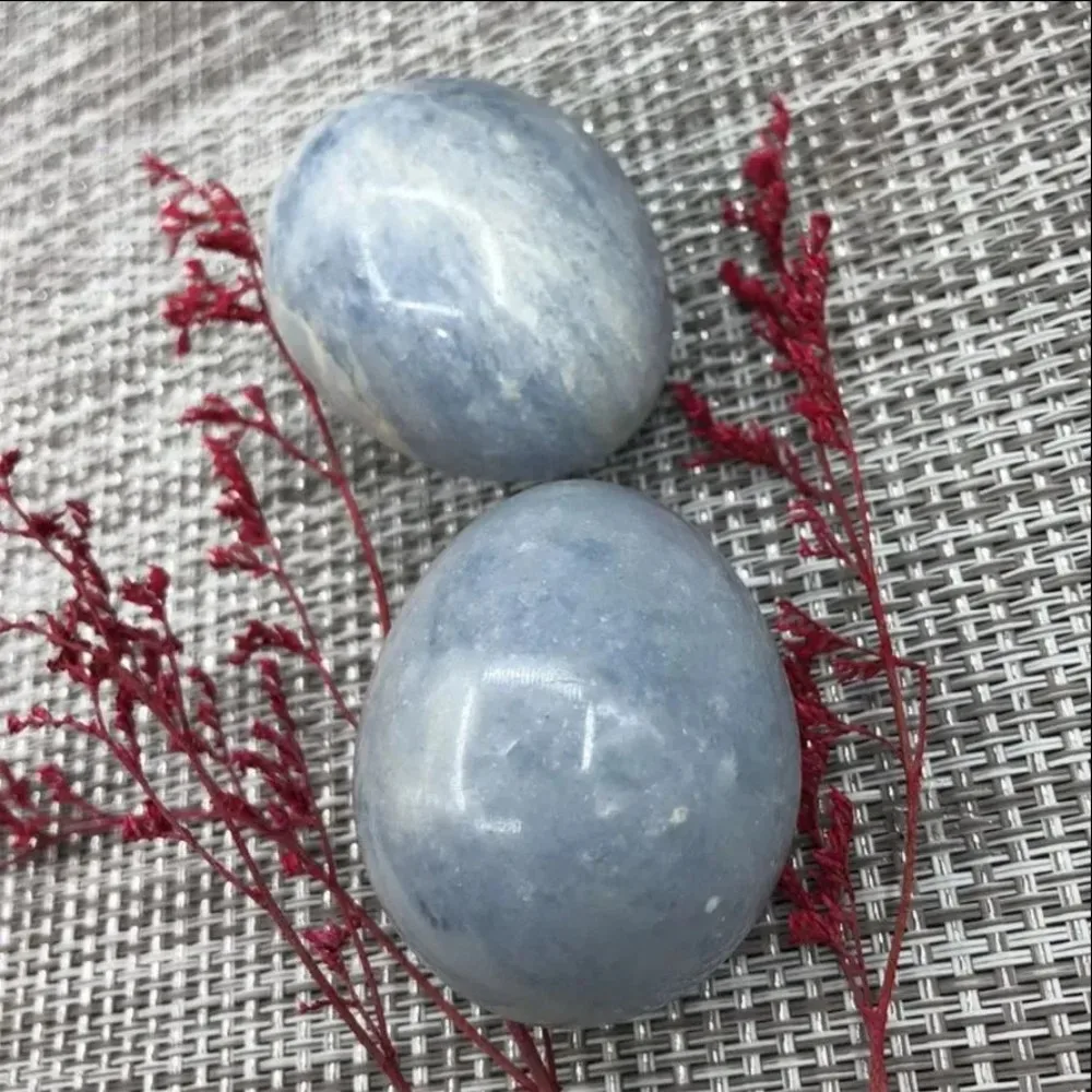 Polished Natural Blue Celestine Egg Crystal for Reiki Healing, Meditation, Chakra Balancing, and Metaphysical Energy
