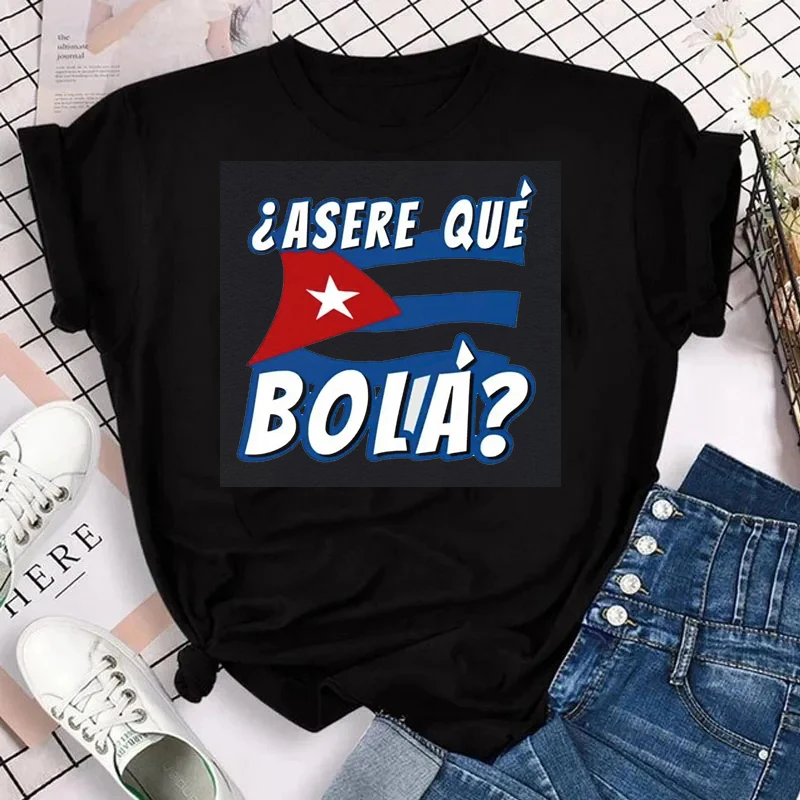 Funny Cuban Saying Cuba Shirt Harajuku Flag Short Sleeve Plus Size T-Shirt Women Design Tops & Tees