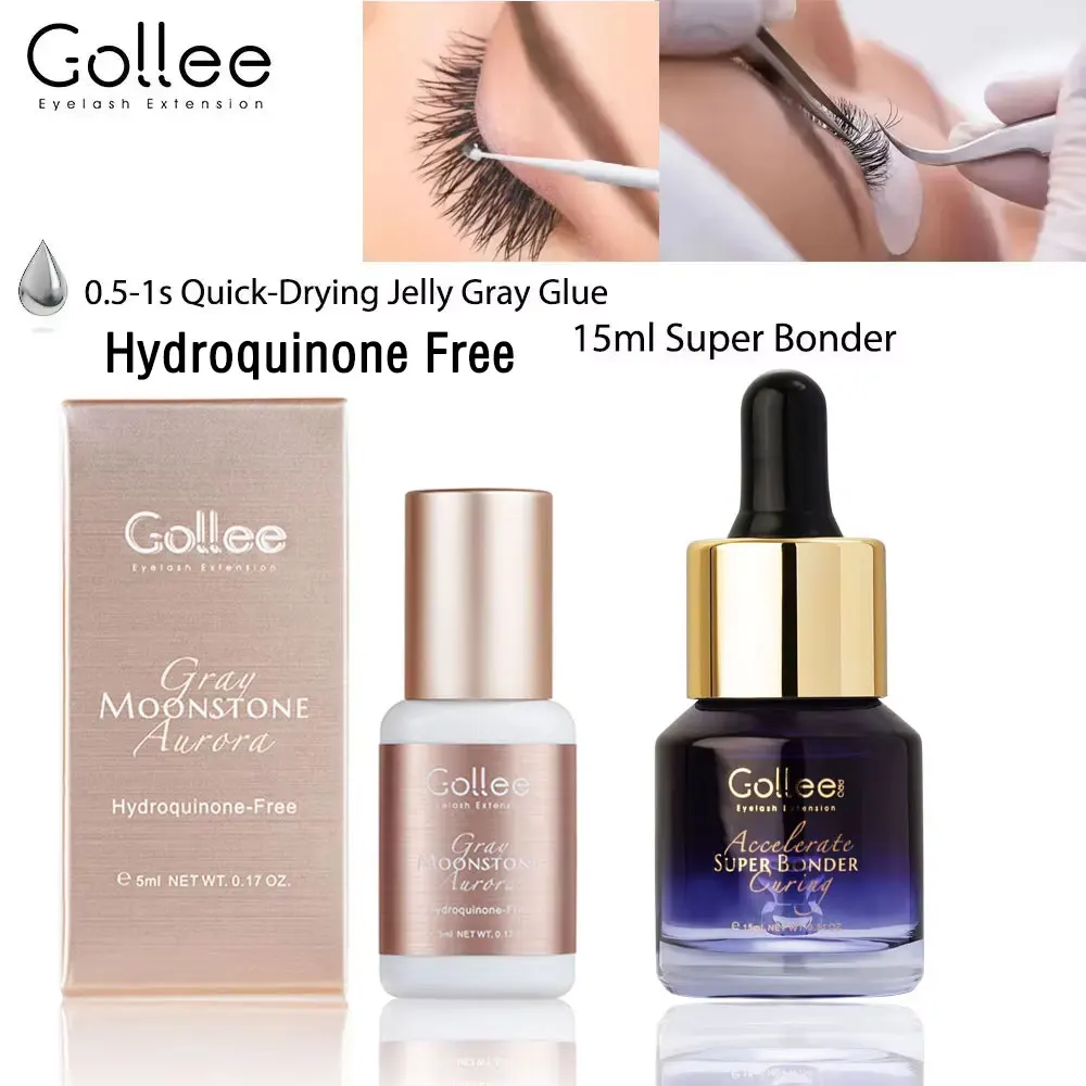 

Gollee Grey Glue for Eyelashes 0.5s Dry Professional Lash Extensions Super Bonder Supplies Strong Glue for Salon Makeup Beauty