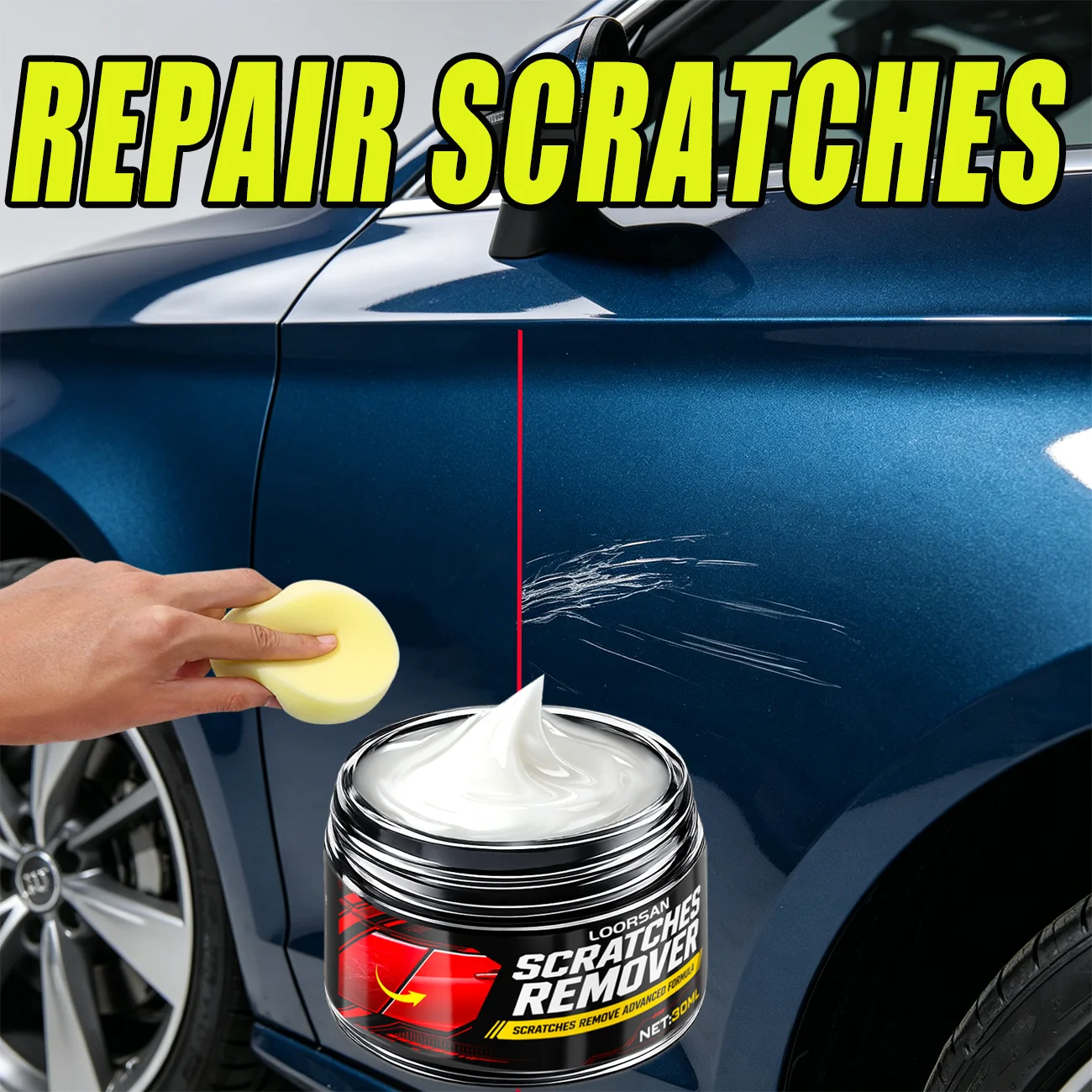 Car Scratch Remover Wax Quick Repair Polish for Light to Moderate Scratches Swirl Marks Paint Blemishes Gloss Restoration