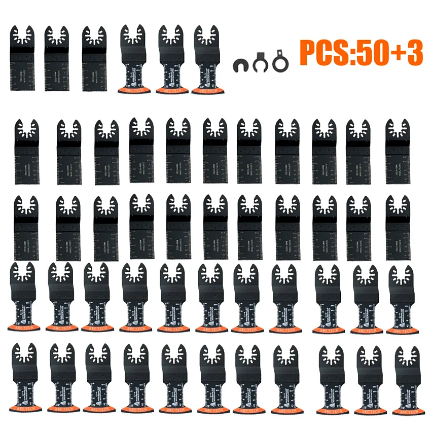 53PCS Oscillating Tool Blades,Titanium Oscillating Saw Blades for Wood Multi Tool Blades for Wood,Plastic and Metal,Oscillating Saw Blades Fit Dewalt Ryobi Milwaukee Rockwell Fein