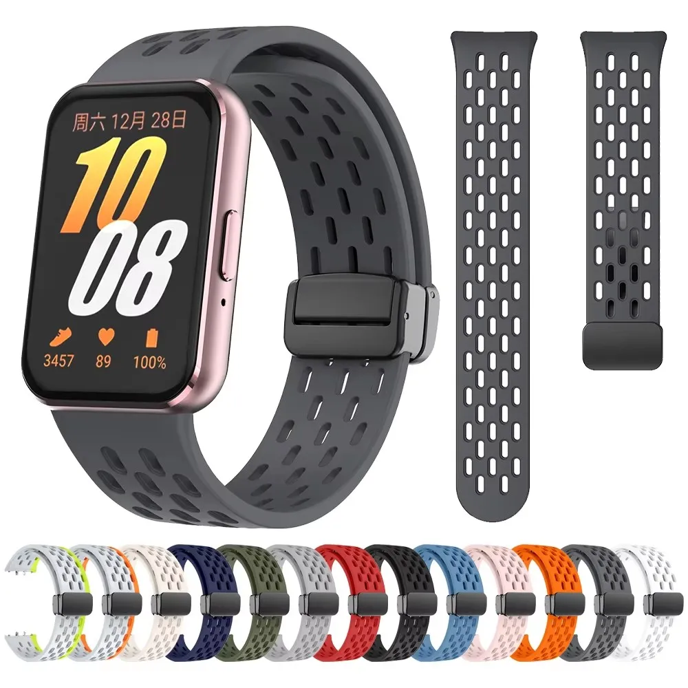 

Magnetic Buckle Sports Silicone Band Accessories For Samsung Galaxy Fit 3 Fit3 SM-R390 Replacement Strap Wristband Bracele