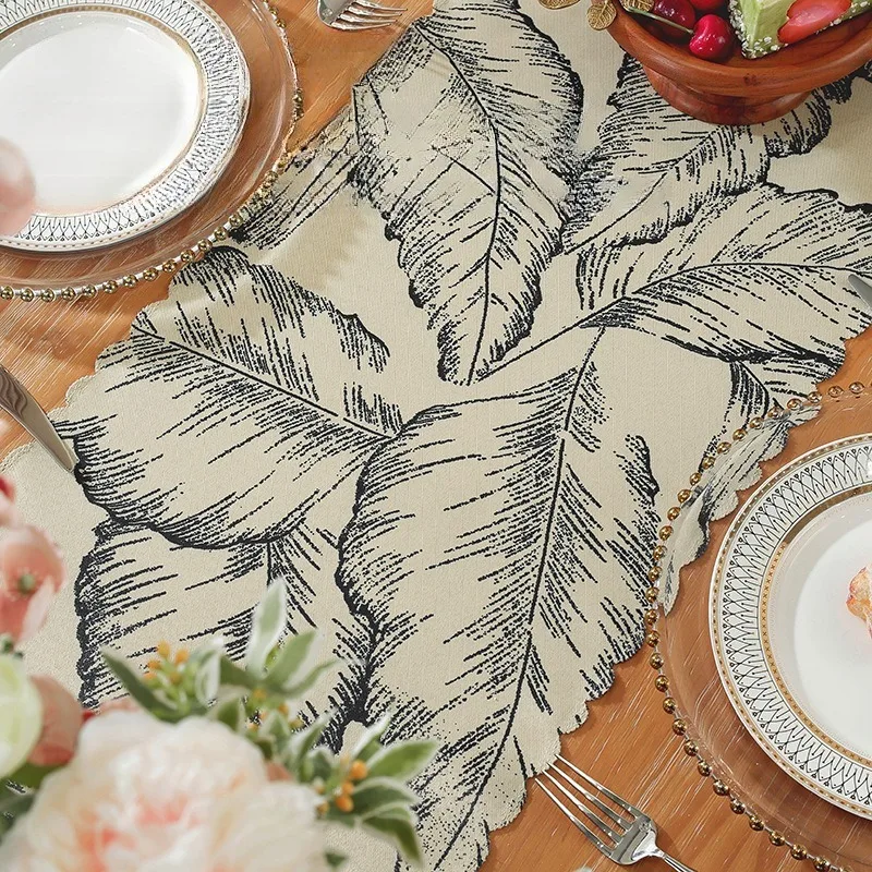 Plants, Floral Cotton and Linen Tablecloth for The Living Room, Small and Fresh Rectangular Dining Tablecloth