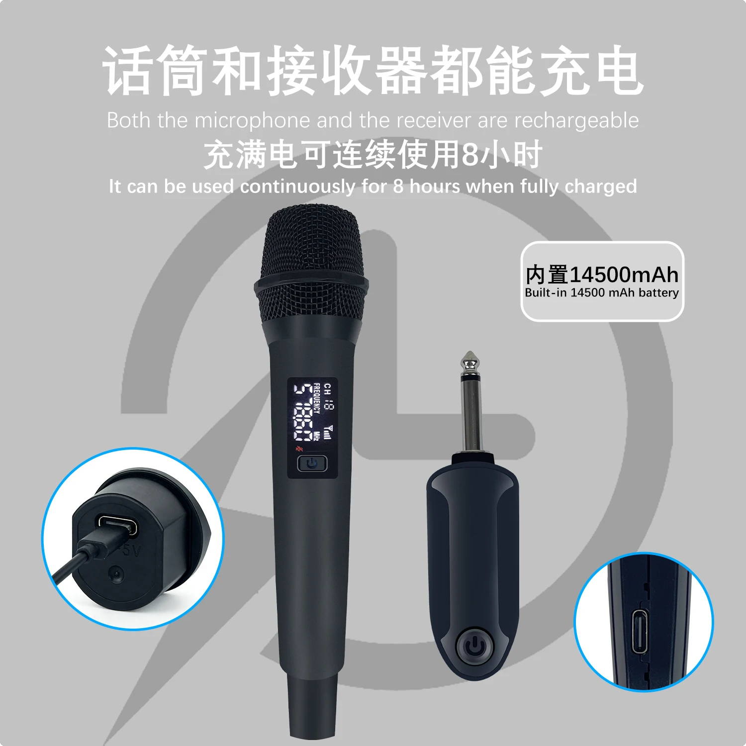 new wireless microphone GAW-DX25  plastic tube charging model 2.4G line, one click mute, receiving distance of over 50 meters