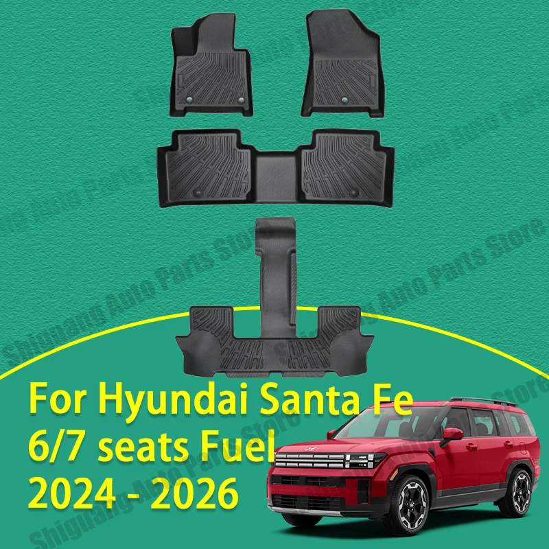 For Hyundai Santa Fe 6 7 seats Fuel 2026 - 2024 Front Rear Car TPE Floor Mats Backrest cushion trunk mat waterproof Accessories