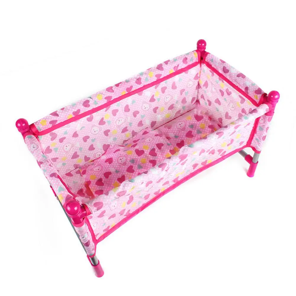  Doll Baby Toddler Bed Crib Playset Kids Simulation Play House Furniture Toys Accessories For Baby Doll Bed Playset Toy