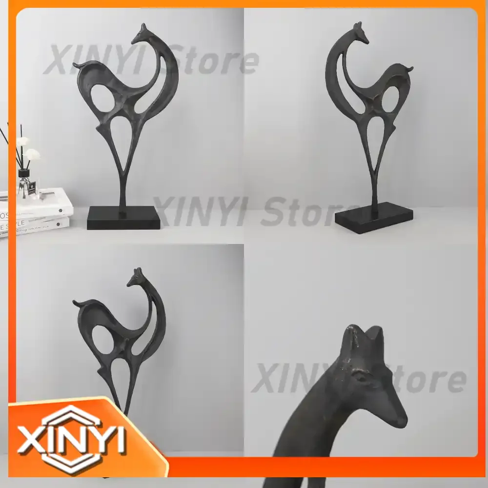 Modern Minimalist Geometric Metal Abstract Horse Animal Sculpture Decor for Home Living Room Hotel Entrance Interior