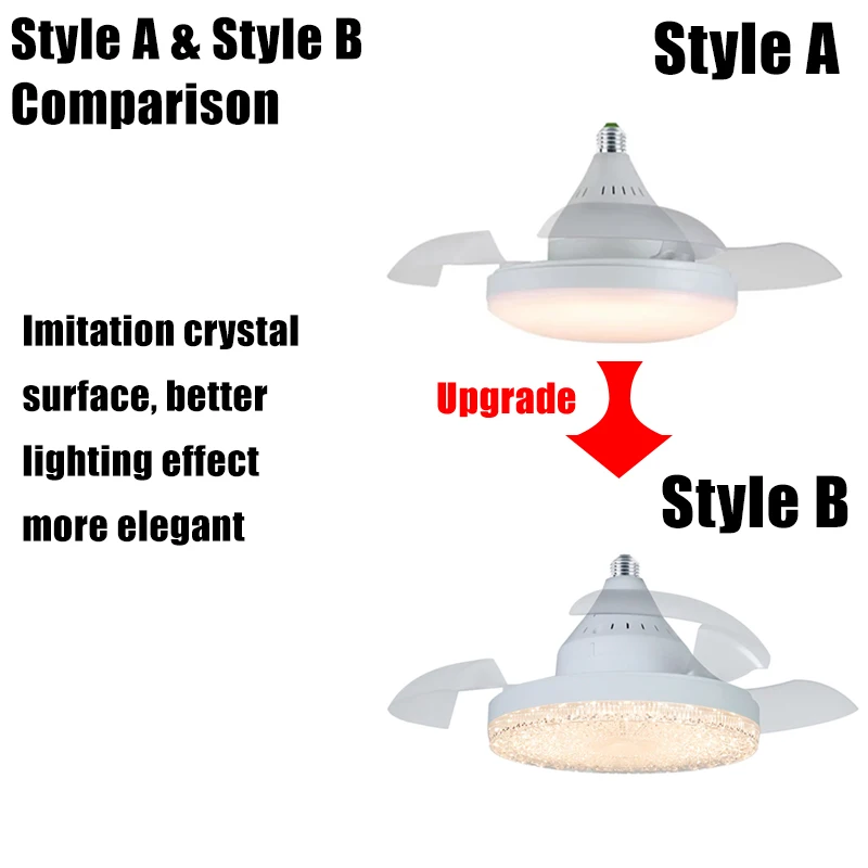 Ceiling Fan Light Crystal Lampshade Retractable Blades Fans APP and Remote Control Fans Light Modern and Simple Bedroom Lighting