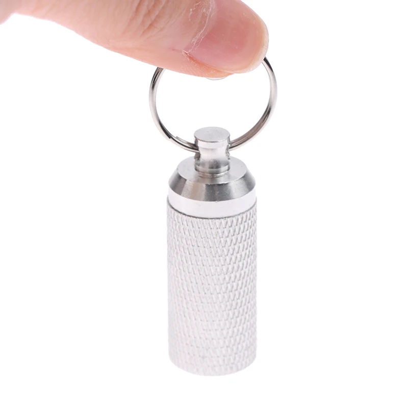 1PC Aluminum Alloy Waterproof Pill Shaped Box Bottle Holder Container Keychain Medicine Box Pill Box Key Holder