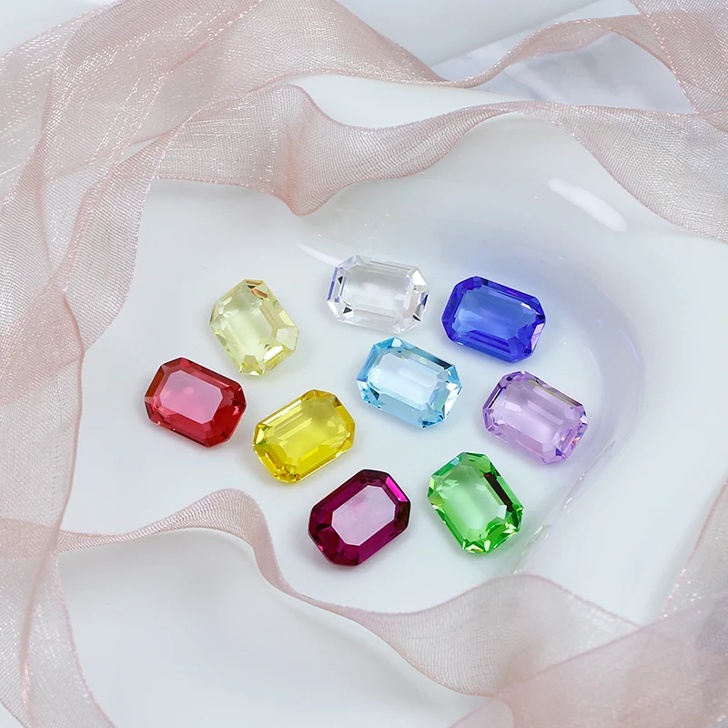 10x14mm Rectangular Octagon Transparent Nail Crystal Decoration for women\'s Clothing and Beads for Needlework