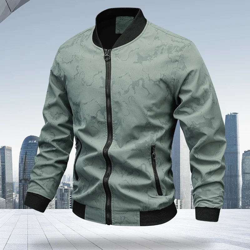 

Business casual baseball collar jacket spring and autumn men's slim fit windproof jacket fashion versatile men's cargo gown