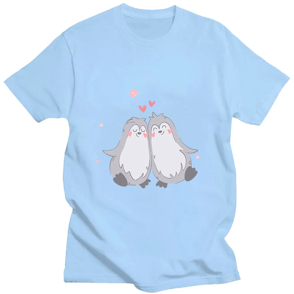 Camisetas de manga corta para hombre y mujer, ropa informal con estampado de dibujos animados de pingüino, 100% algodón, novedad de verano