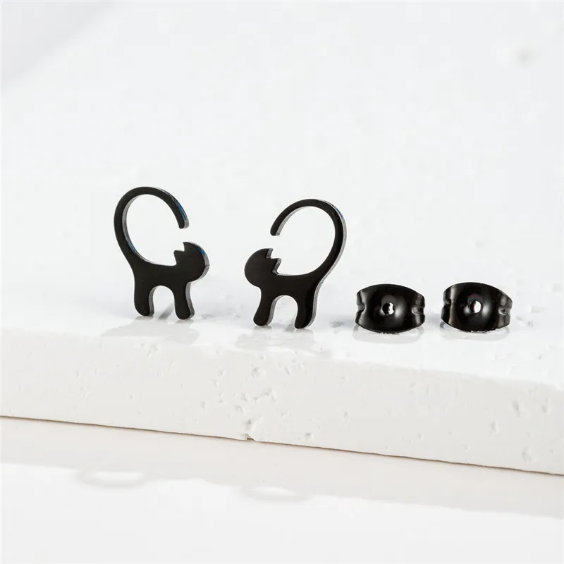 Multiple Stainless Steel Cat Birds Earrings for Women Girls Minimalist Fairy Ghost Skull Earing Piercing Jewelry Punk Studs Gift - Image 2