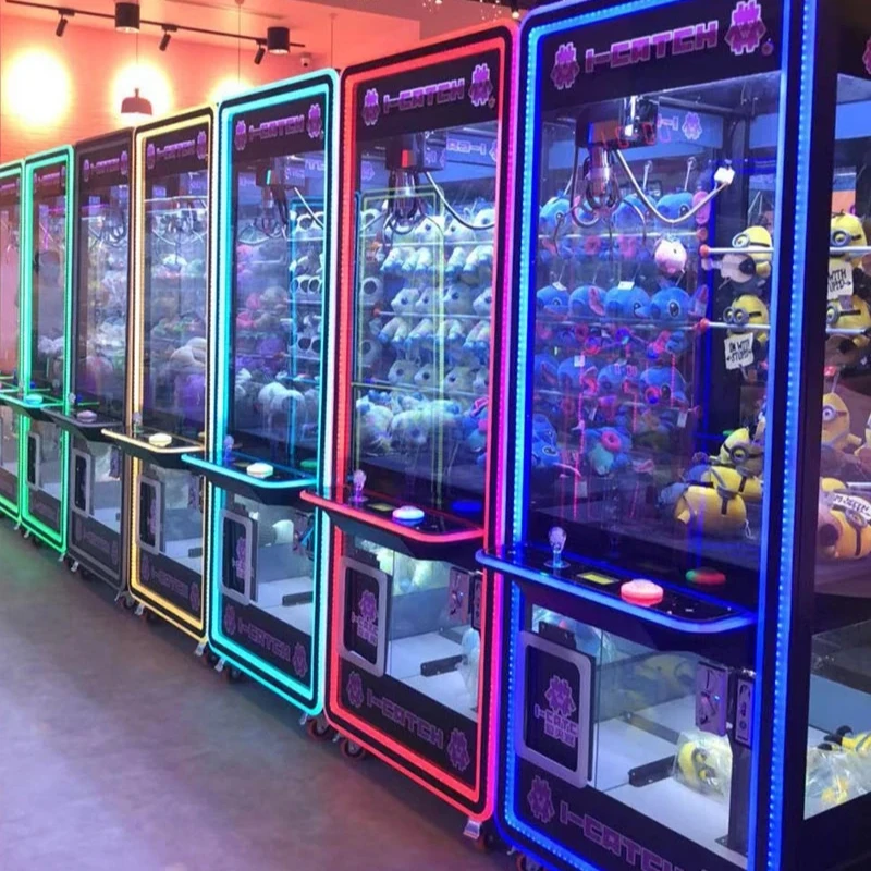 

Large commercial claw machine with double transparent coin operated amusement equipment