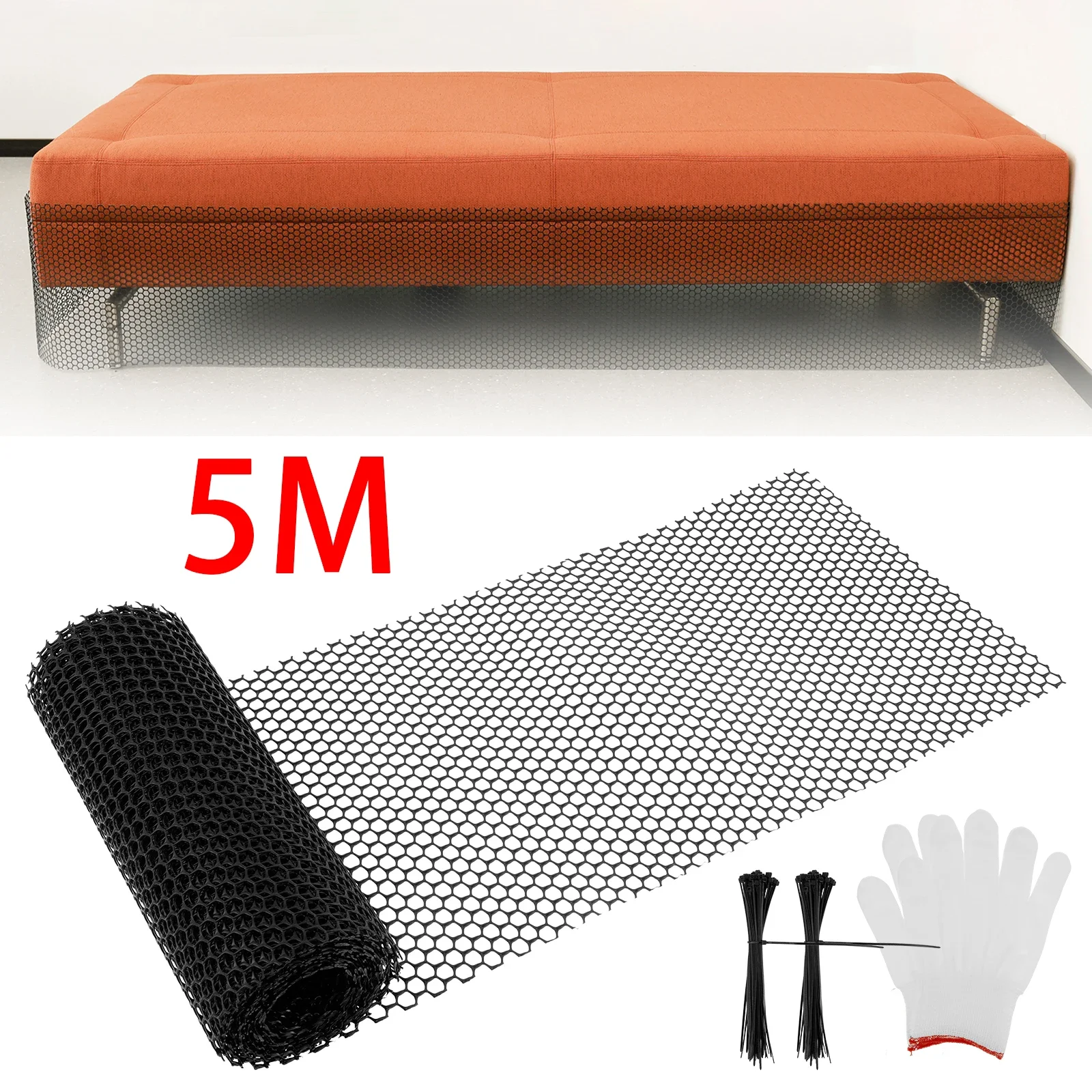 

Under Couch Blocker Bumper Bed Bottom Toy Blocker 5m Cuttable with Ties and Gloves Furniture Gap Pet Children's toy Baffle Net