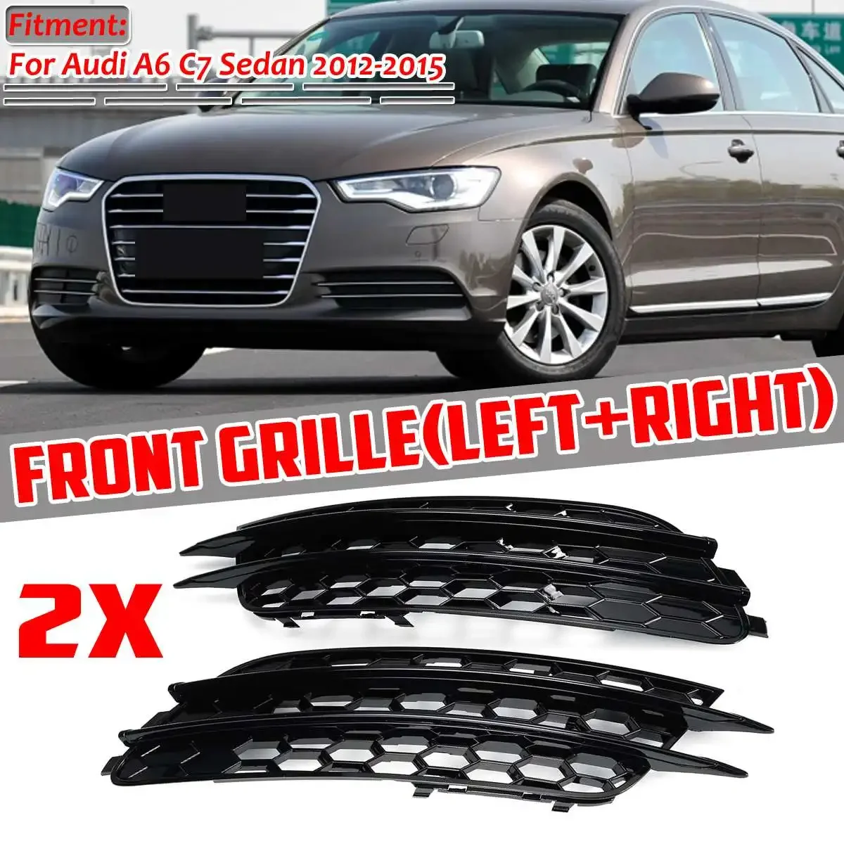 

Для Audi A6 C7 седан 2012 2013 2014 2015 передняя противотуманная фара гоночная решетка 1 пара переднего бампера автомобиля противотуманная фара сотовые решетки
