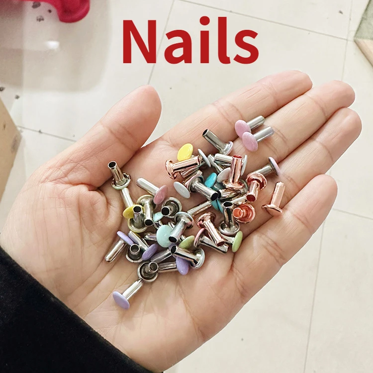 100pcs 8mm Iron Clip Matching Nails A5A6 Painted Metal Binder Accessories Binder Journal Cannulated Metal Ring Nut Screw Nails