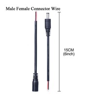 DC 12V 2Pin Pigtail Connect Power Wire Male Female 2.1*5.5mm Connector Cable 15cm Extension Electrical Cord For Led Light Camera