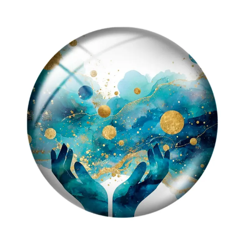 Moon Watercolor Hands for Mystical 10pcs 12mm/18mm/20mm/25mm Round photo glass cabochon demo flat back Making findings