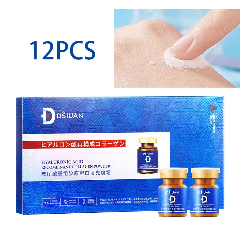 12PCS Anti-Aging Face Serum Hyaluronic Acid Recombinant Collagen Filling Powder Cream Skin Care Products Beauty Health