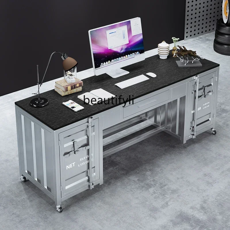 

FG28Industrial wind computer desk desk office multifunctional container wrought iron desk
