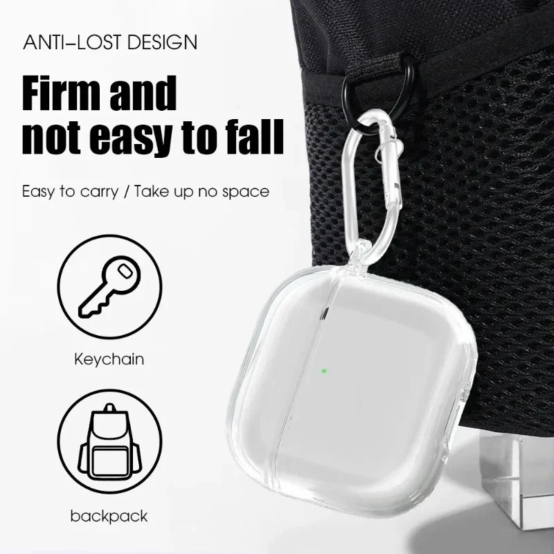 Custodia trasparente per auricolari AirPods 4 Custodia protettiva trasparente in TPU morbido con portachiavi per accessori AirPods di quarta generazione