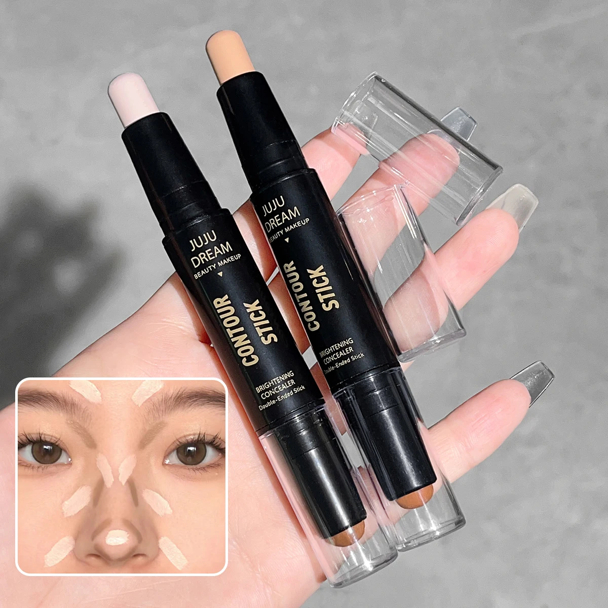 JUJU DREAM Double-Ended Contour Stick Highlighter Concealer Pen Facial Shaping Bronzer Makeup