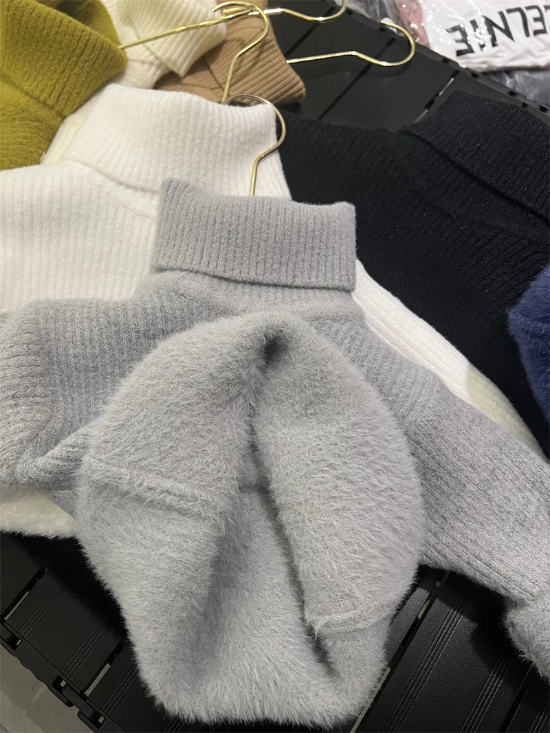 Baby Plus Samtpullover für Jungen und Mädchen, warmes, kaltes Fleece-Bottom-Shirt, mittleres Kind, einfarbig, hoher Kragen, Pullover, 2–10 Jahre – Detail 2