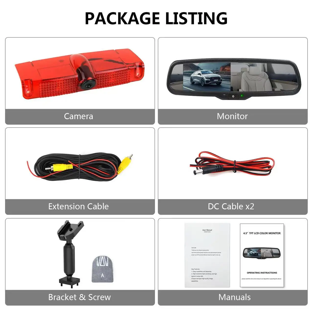 

Car reversing camera, Chevrolet Express Explorer GMC Savannah van rearview reversing equipped with 4.3-inch rearview mirror