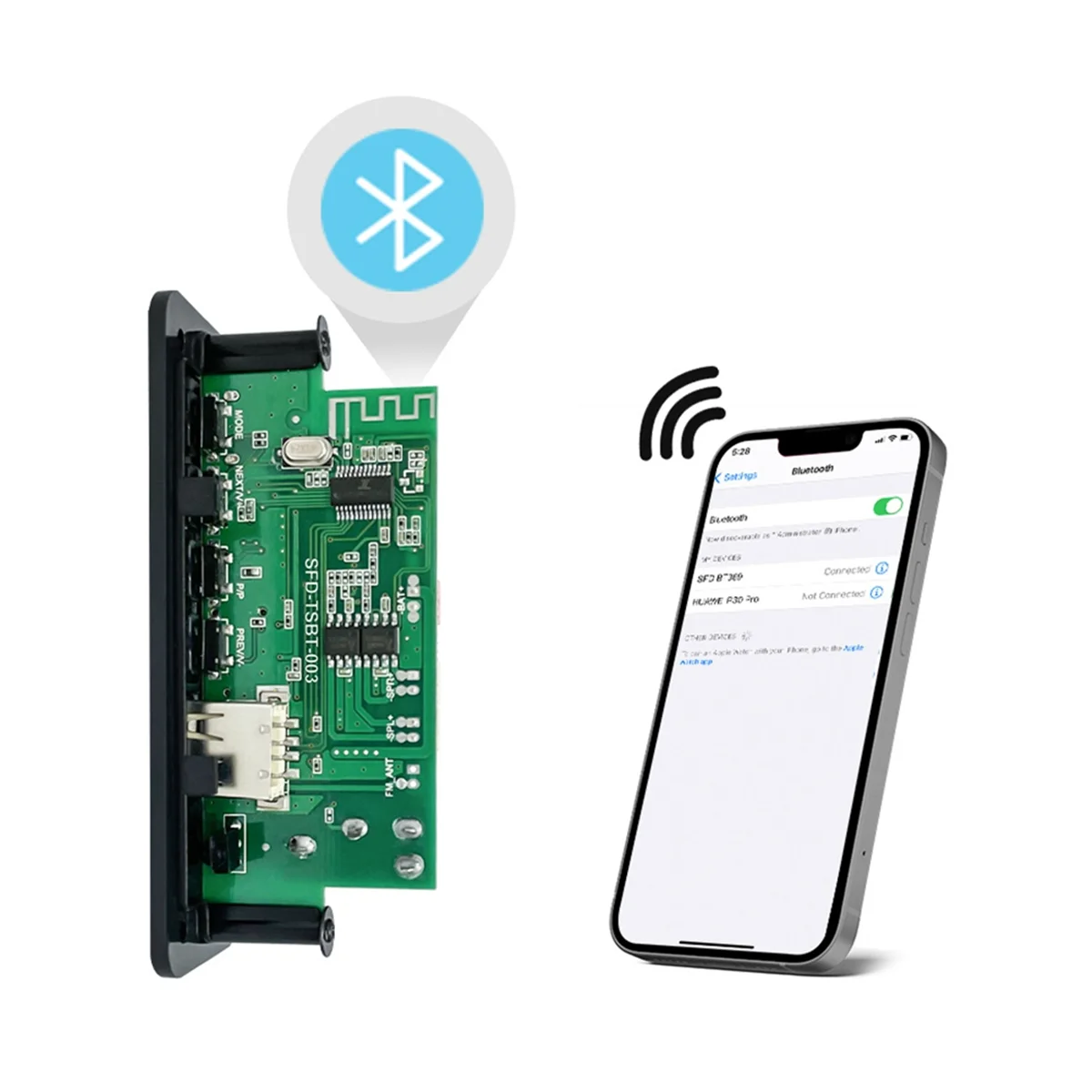 A45U 2x5W Bluetooth Amplifier MP3 Decoder Board Car Mp3 Player Recharge FM Radio Module Microphone TF USB Amplificador