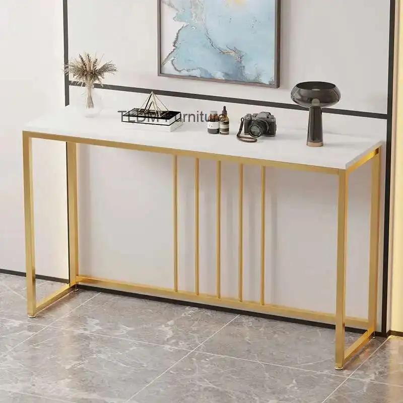 

Light Luxury Entry Porch Table New Chinese Living Room Sofa Tables Against The Wall Corridor Console Tables Iron Narrow Table