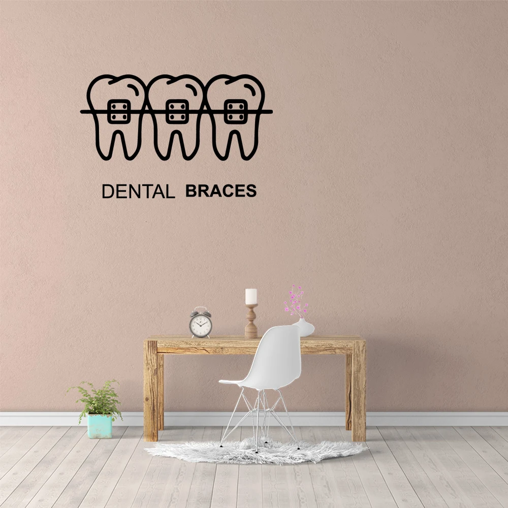 1 pc new dental braces teeth care Dentistry vinyl wallpaper Home Decoration Accessories wallsticker For clinic Decoration vinyl