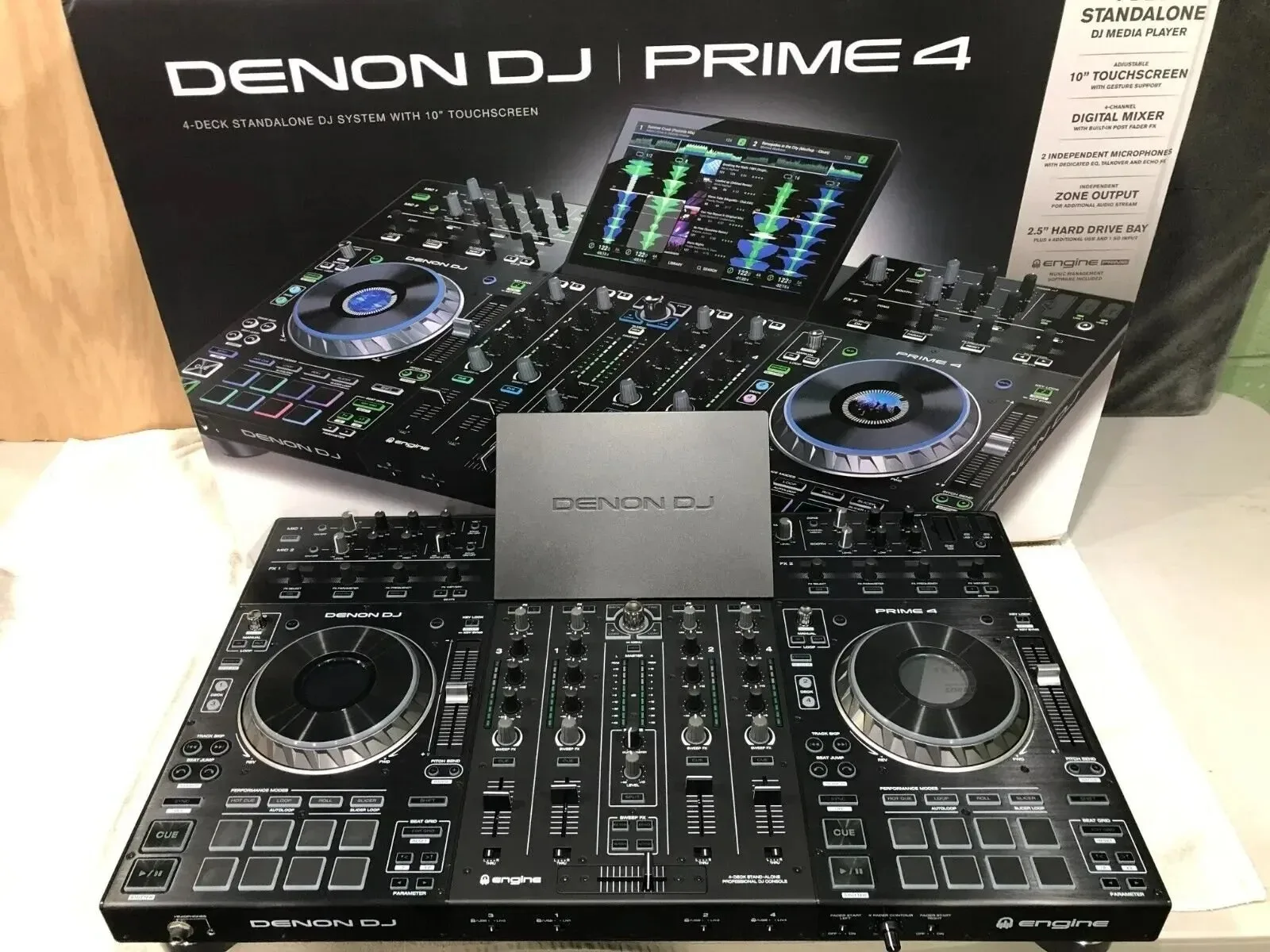 100% NAJLEPSZA OFERTA: NOWY Denon DJ PRIME 4 Samodzielny 4-kanałowy 10-calowy ekran HD Multitouch