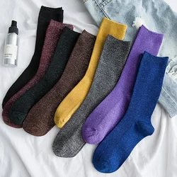 Fashion Glitter Shiny SockS Women's Socks Bright Sparkling Sweet Cute golden silver socks Spring Autumn Breathable Soxs