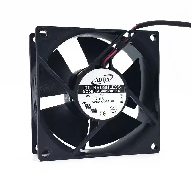 ADDA AD0812UB-Y51 80mm 12V 0.38A High-Speed Cooling Fan, Dual Ball 4200RPM, 55.39CFM For Industrial & Server Applications