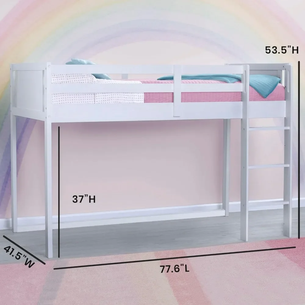 Delta Children Twin Loft Bed with Guardrail and Ladder (Coordinates with Disney Princess & JoJo Siwa Tents Sold Separately)