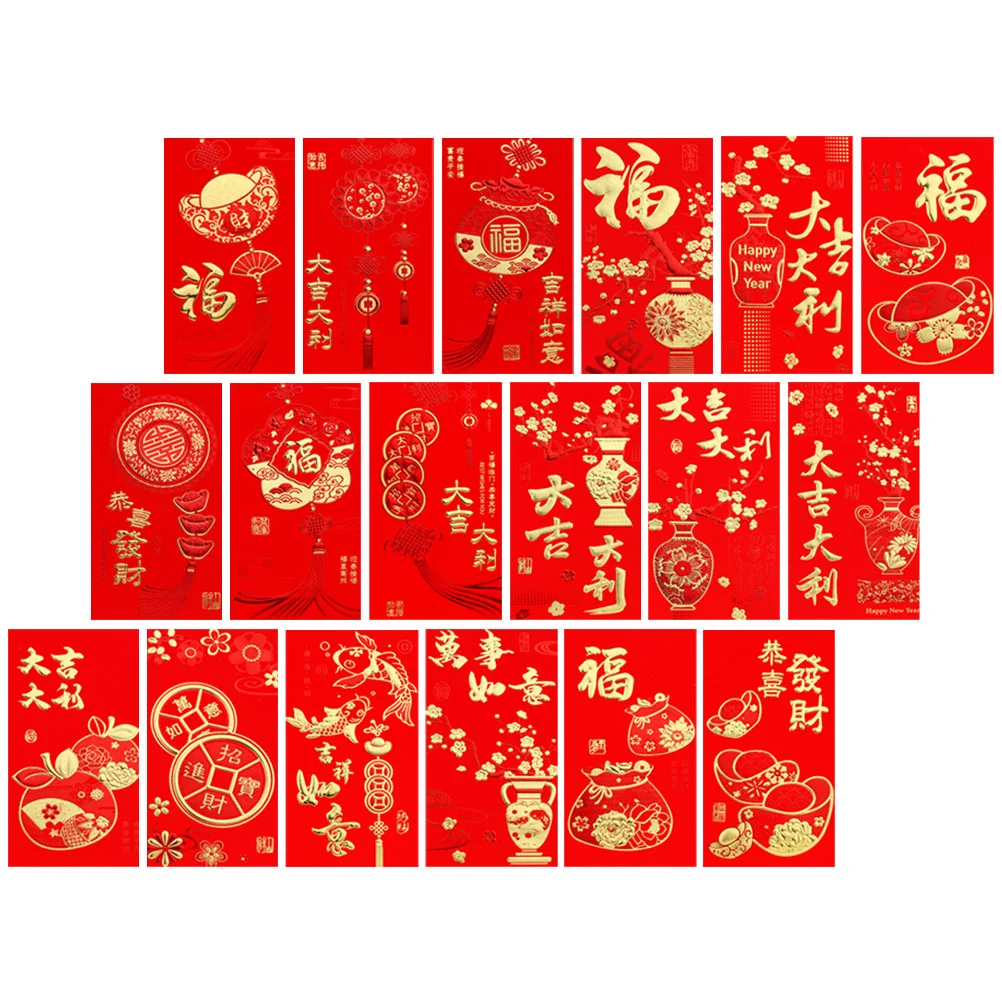 

36 Pcs Envelopes New Year Red Chinese Pocket Cartoon Packet Lunar Paper of The Rabbit